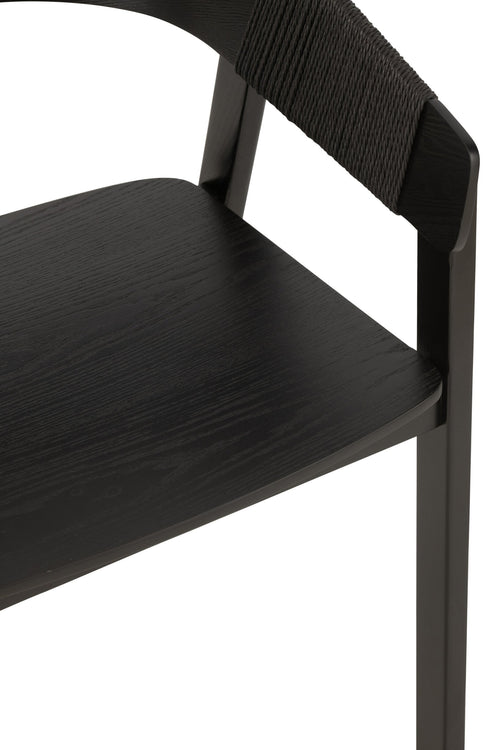 J-Line stoel Naga - essenhout/touw - zwart