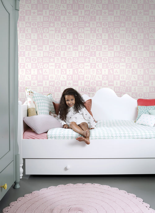 ESTAhome behang blokken licht roze - 53 cm x 10.05 m - 138728