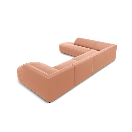 Cosmopolitan Design - Panoramische hoekbank Siena 7-zits, flueel roze - 273x366x69cm