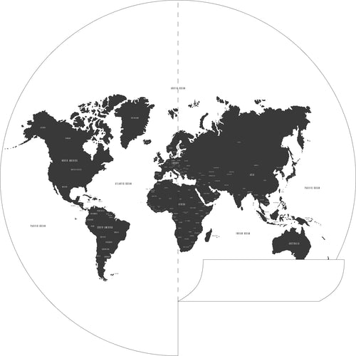 ESTAhome zelfklevende behangcirkel wereldkaart zwart wit - Ø 140 cm - 159009 - vtwonen shop