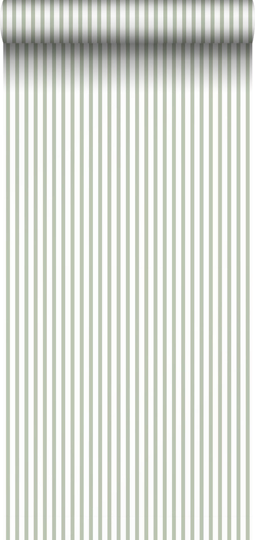 Sanders & Sanders behang strepen vergrijsd olijfgroen en wit - 53 cm x 10 m - 640416