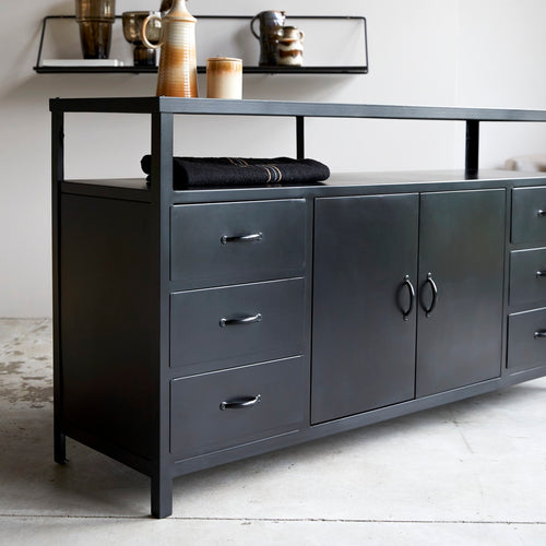 Tikamoon Industriel - Metalen buffet 160 cm - Zwart