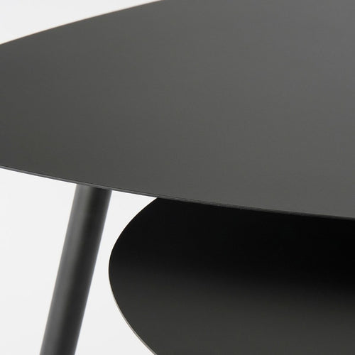 Mica Decorations Bijzettafel Set van 2 - Salontafel Zwart met Druppelvormig Blad - Ronde Tafel voor Binnen - Slim Stapelbaar Nachtkastje - L80 x B60 x