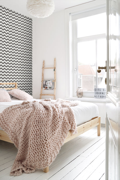 ESTAhome behang zigzag motief zwart en grijs - 53 cm x 10.05 m - 138138