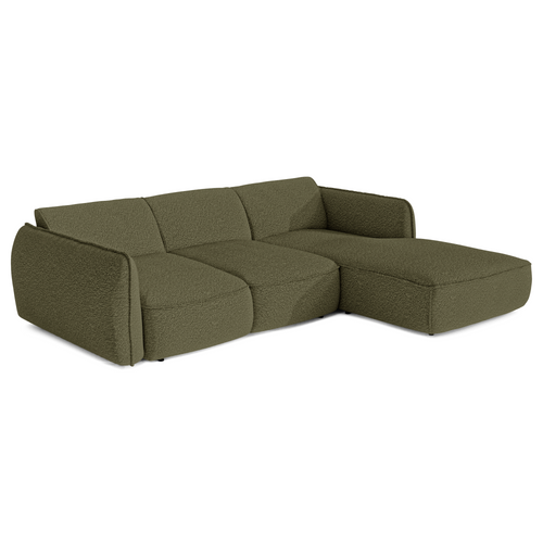 Sia Home - Rechte hoekbanken LIVIA - Bouclette stof - Olijfgroen - 274cm - vtwonen shop