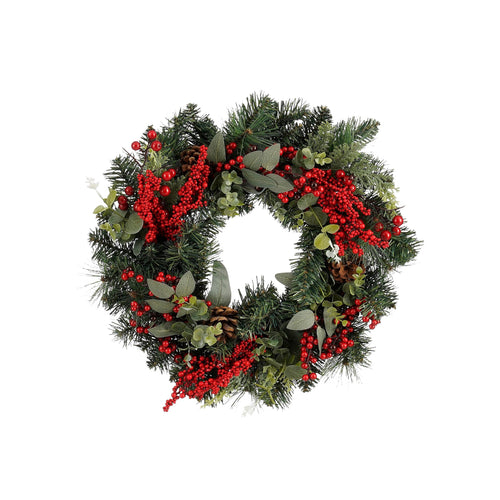 Mica Decorations Harvey Kerstkrans met Dennenappels - H12 x Ø50 cm - Rood