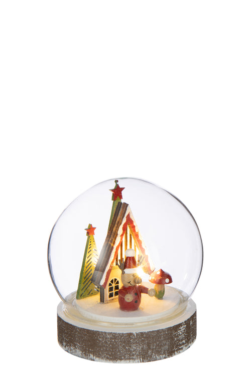 J-Line waterbal Huis - multiplex - wit/rood - 2 stuks - LED lichtjes - vtwonen shop