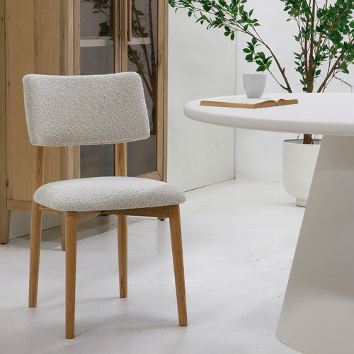 Giga Meubel Eetkamerstoel Nova - Eikenhout/Polyester - Beige - Set van 2