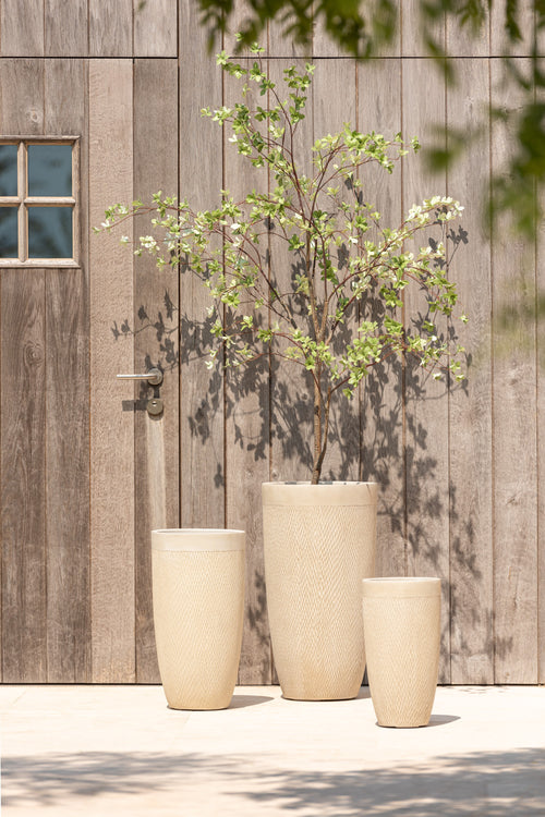J-Line vaas Rond Hoog Klei - keramiek - beige - 3 stuks - Ø 38 cm - vtwonen shop