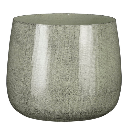 Mica Decorations Benson Bloempot - H22 x Ø24 cm - Metaal - Lichtgrijs