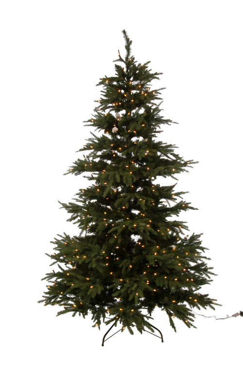 J-Line kerstboom Extra - kunststof - groen - LED lichtjes - 225 cm hoog