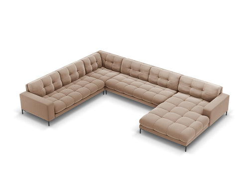 Cosmopolitan Design Panoramische hoekbank links Bali 7-zits, flueel, beige - 256x327x75cm
