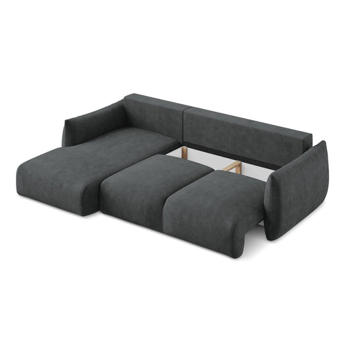 LaMiaSofa hoekbank links Savona - chenille stof - donkergrijs - 242x162x90