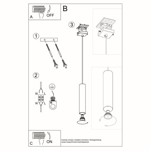 Sollux Lighting Hanglamp LINO hout - 8x8x105cm