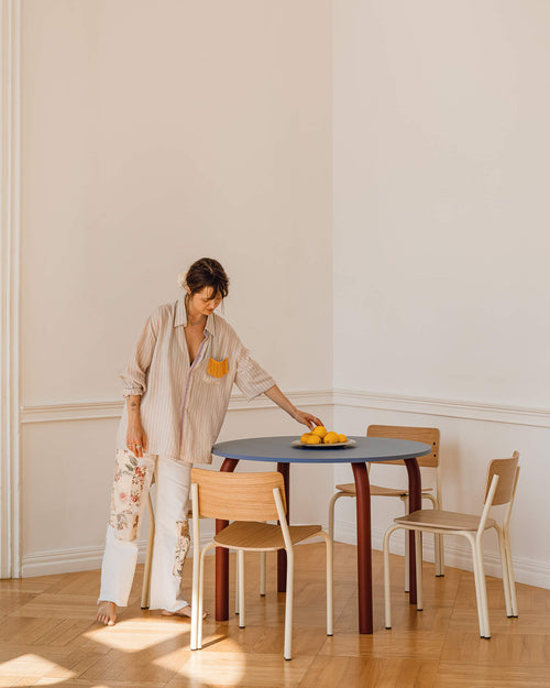 noo.ma Meko ronde eettafel 100 cm - eikenfineer en stalen frame