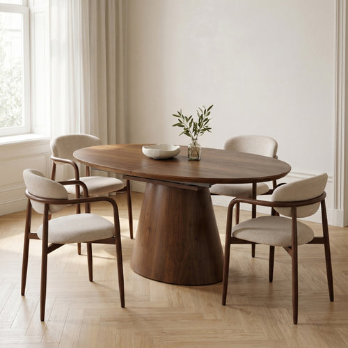 Giga Meubel Eettafel Sivan Walnoot – Ovaal – Uitschuifbaar – Fineer – 160-200 cm