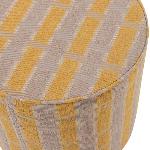 WOOOD poef hoog dessin Sarli - Chenille - Taupe/Geel - 46x46x46