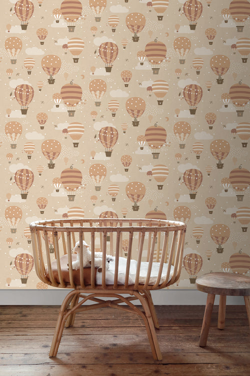 ESTAhome behang luchtballonnen beige en terracotta - 53 cm x 10.05 m - 139801 - vtwonen shop