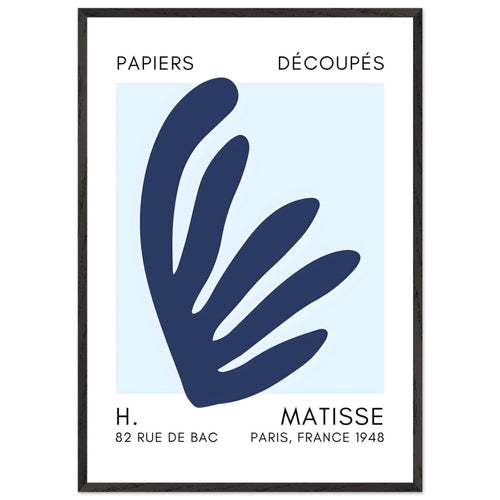 Artfulprints Poster met Lijst Matisse – Aquatic impression navy blue I   - 70x100 cm - Blauw