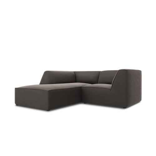 Cosmopolitan Design - Modulaire hoekbank links Siena 3-zits, flueel donkergrijs - 180x186x69cm