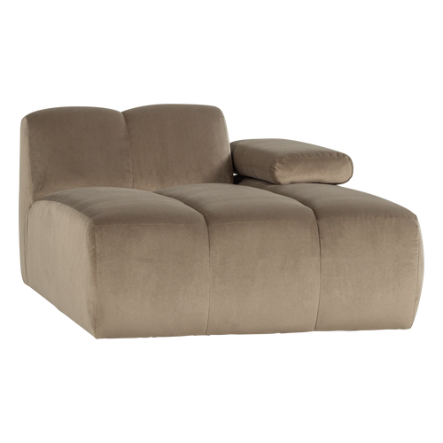 WOOOD chaise longue bank rechts Mojo - Velvet - Khaki - 74x124x162