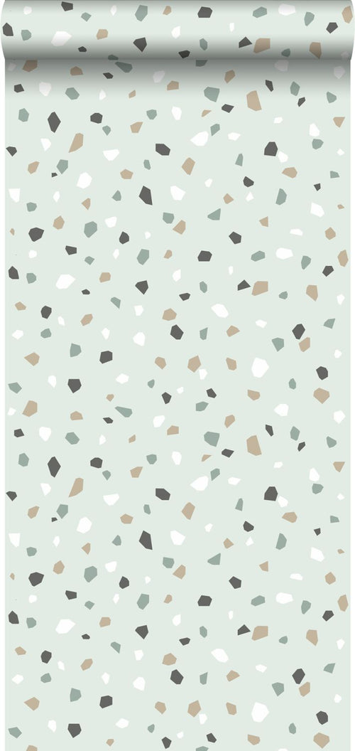 ESTAhome behang terrazzo mintgroen, wit en grijs - 0,53 x 10,05 m - 139036 - vtwonen shop