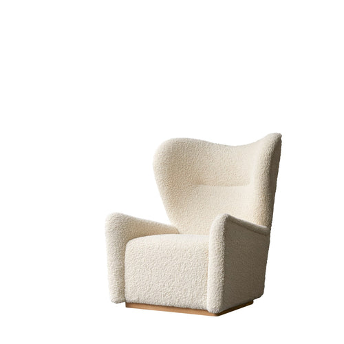 Tikamoon Fauteuil van massief eikenhout en stof - Wit
