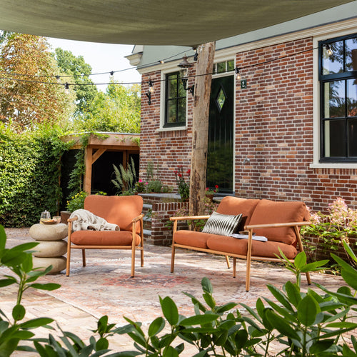WOOOD tuin 2-zits bank & loungestoel Cavero - Aluminium - Terra
