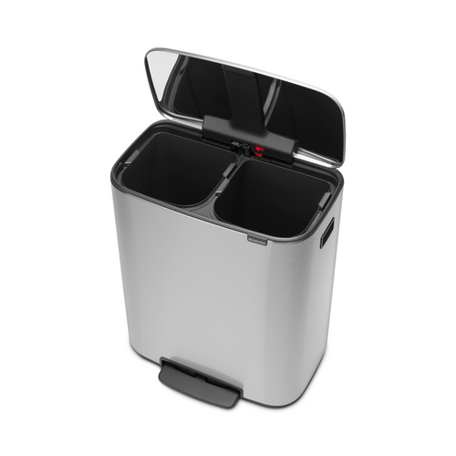 Brabantia Bo Pedaalemmer, met 2 binnenemmers, 2 x 30 liter - Matt Steel Fingerprint Proof