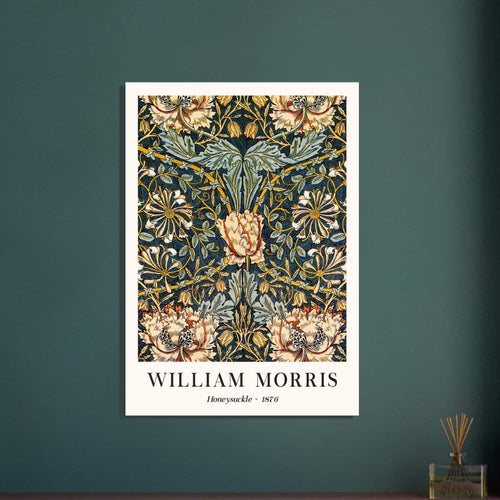 Artfulprints Poster met Lijst William Morris - Honeysuckle 1876   - 30x40 cm - Donkergroen