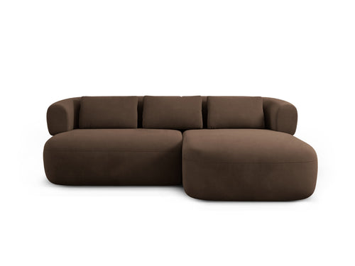 Micadoni rechter hoekbank Jenny 5-zits, flueel chocolade - 145x200x73cm