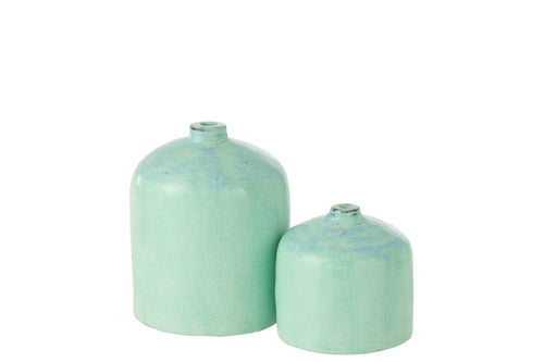 J-Line vaas Leonard - keramiek - blauw - large - 21 cm hoog