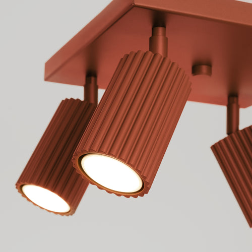 Sollux Lighting Plafondlamp KARBON 4 rood oker - 25x25x16,5cm