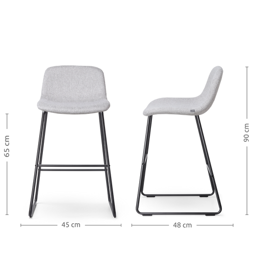 Nolon Nino-Mats Barkrukken Set van 2 - Lichtgrijs - Zwart - 65 cm - vtwonen shop