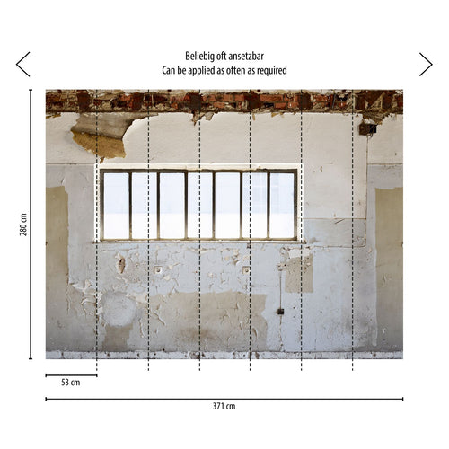 Livingwalls fotobehang stenen muur beige, grijs en wit - 371 x 280 cm - AS-392241