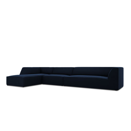 Cosmopolitan Design - Modulaire hoekbank links Siena 5-zits, flueel koningsblauw - 180x366x69cm