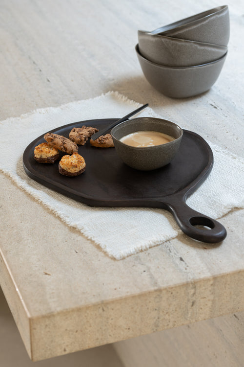 J-Line placemat Rechthoek + Gerafelde Randen - linnen/katoen - wit - vtwonen shop