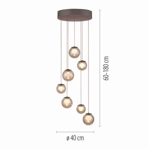 Neuhaus PURE hanglamp Popup - 7 lichts - 40  x 180   cm - champagne