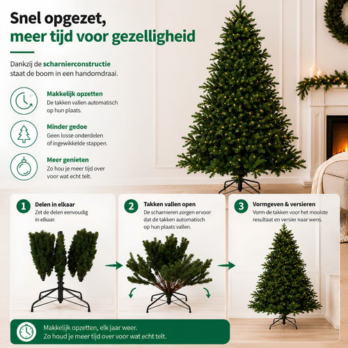 Black Box Trees Brampton Kerstboom met LED Verlichting 140 Lampjes - Kerstversiering voor Binnen met Scharnierconstructie - Kunstboom Realistisch