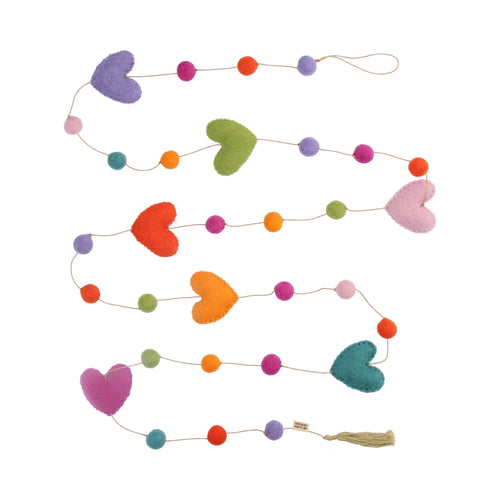 Return to Sender Slinger Vilt met Hartjes en Pompoms - 2 Meter
