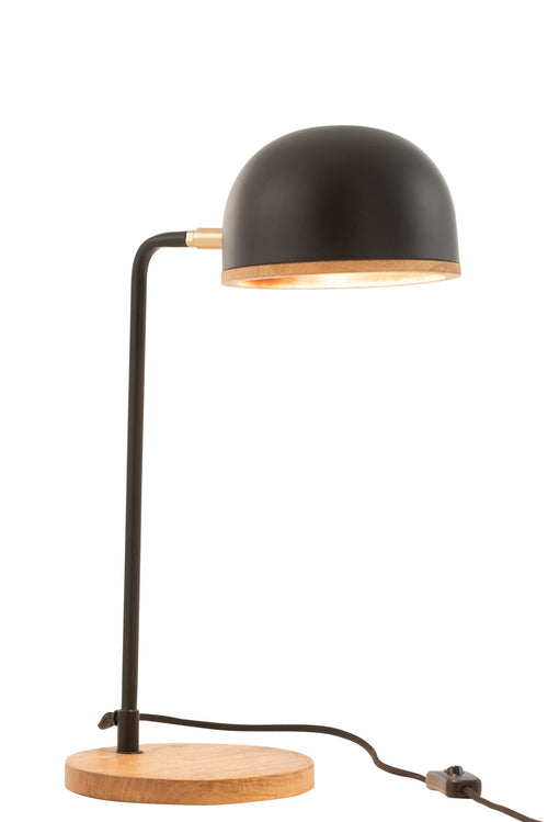 J-Line tafellamp Evy - ijzer/hout - zwart/naturel