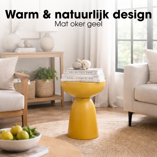 Mica Decorations Elliot Bijzettafel - Bijzettafel Rond H45 x Ø32 cm - Bijzettafeltje voor Woonkamer of Slaapkamer - Ideaal als Plantentafeltje - IJzer