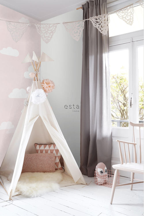 ESTAhome fotobehang wolkjes licht roze - 200 x 279 cm - 158843 - vtwonen shop
