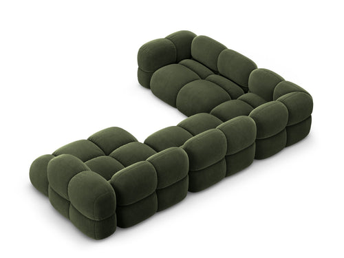 Cosmopolitan Design Panoramische hoekbank links Loretto 5-zits, flueel groente - 250x345x68cm