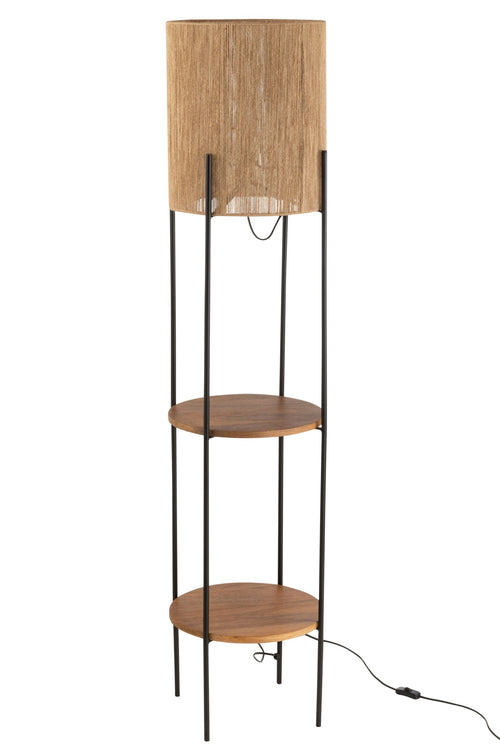 J-Line vloerlamp - ijzer/mango - naturel/zwart
