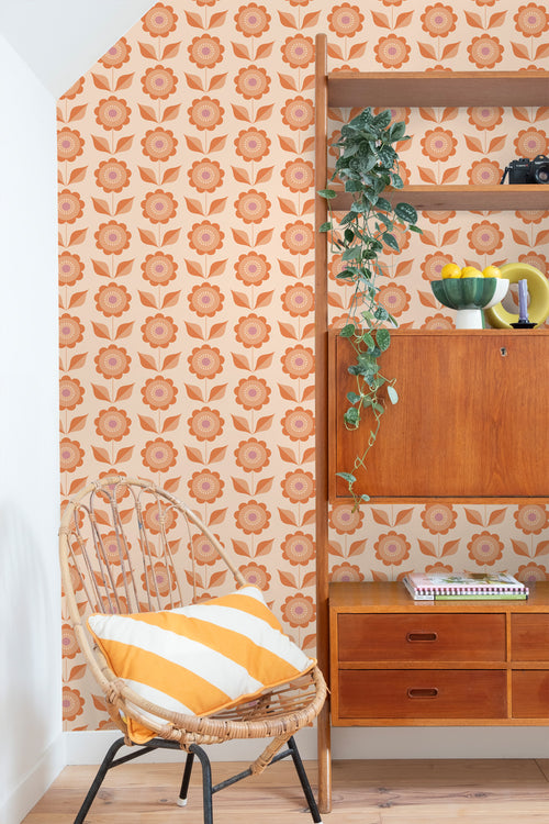 ESTAhome behang bloemen oranje - 50 x 900 cm - 130977 - vtwonen shop