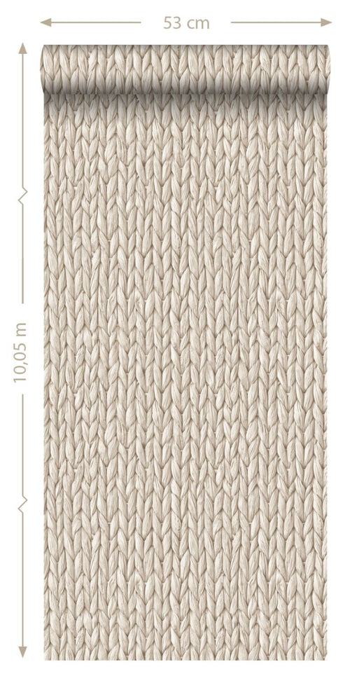 ESTAhome behang geweven riet motief licht crème beige - 53 cm x 10.05 m - 148699