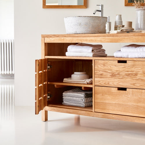 Tikamoon Massief eikenhouten badmeubel 165 cm - Naturel