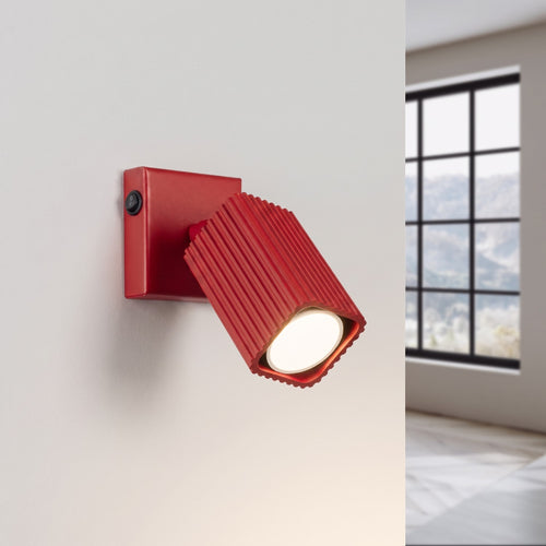 Sollux Lighting Wandlamp RAYO rood met schakelaar - 8x16x16cm