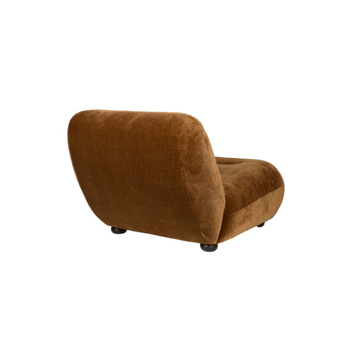 Dutchbone Wyatt Fauteuil Velours Cognac Bruin